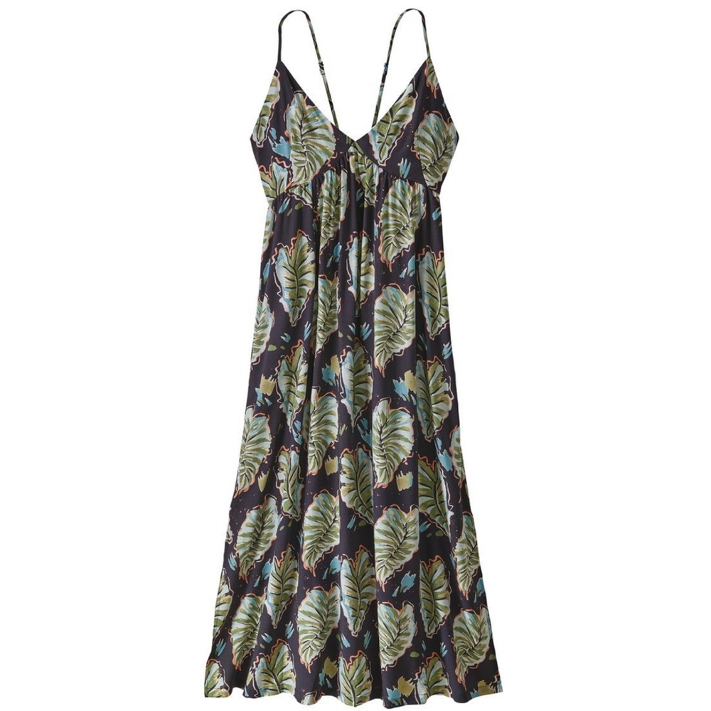 Pataloha Patagonia Leaf Strappy Maxi Dress Navy